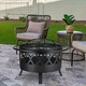 Focar de gradina Corenia QRE-2068113, din aliaj rezistent la caldura, cu gratar o58 cm si protectie pentru scantei, o81 cm x 56 cm, negru