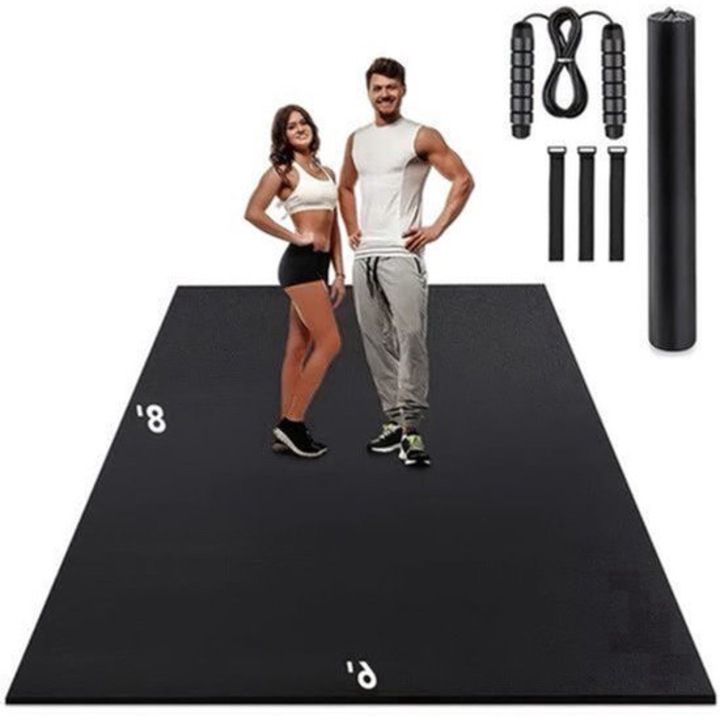 Saltea de antrenament Corenia QRE-2068964, extra mare 240 x 180 cm, grosime 7 mm, PVC dens, anti-alunecare pe ambele fete, cu bretele si husa de transport, negru