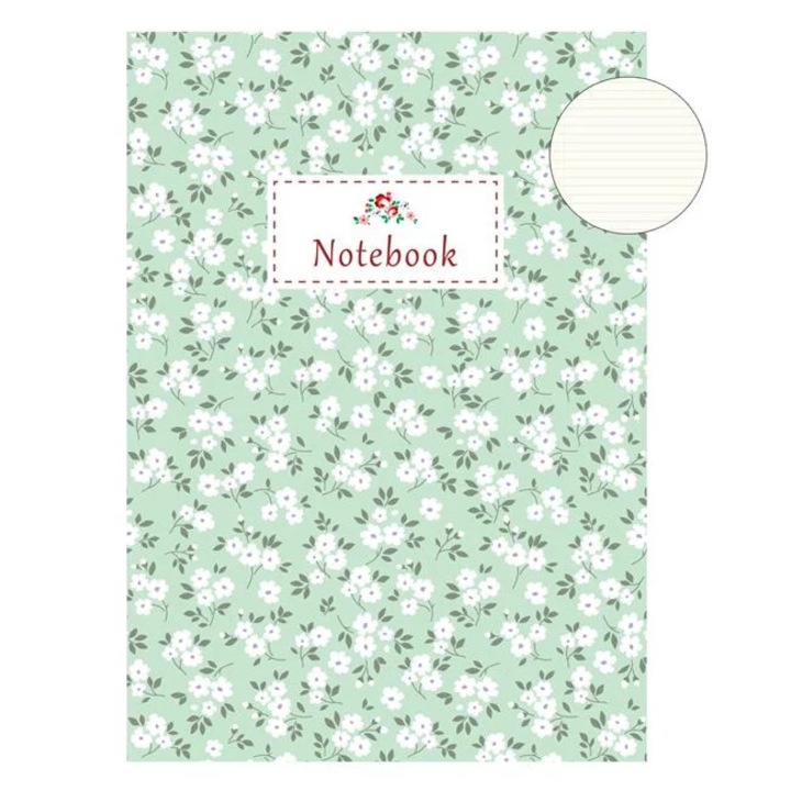 Caiet B5 Dictando Verde Menta cu Model Floral - 40F