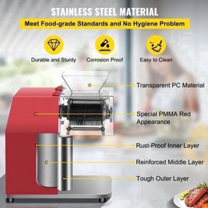 Masina de tocat carne si robot de bucatarie Corenia QRE-2073536, 850W, 1440 RPM, spatiu lama 10 mm, rosu