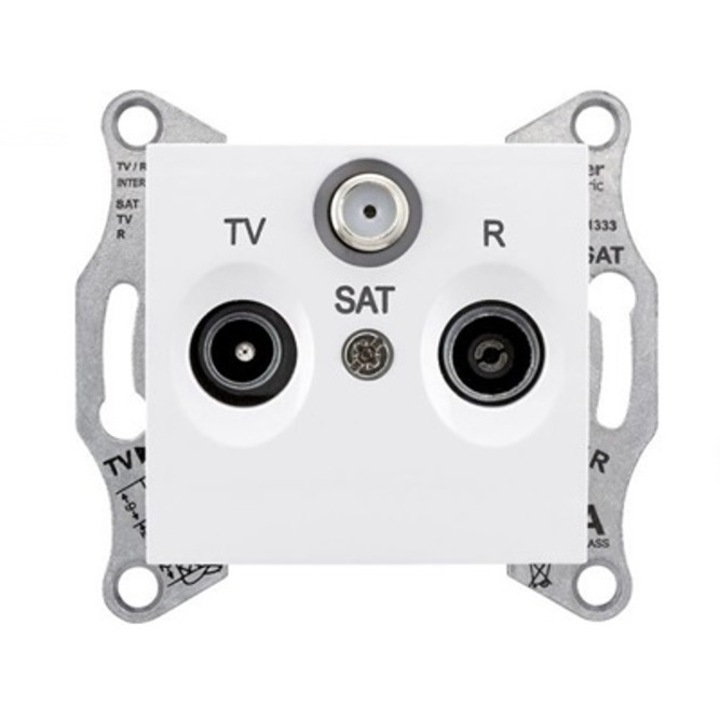 RTV TV/R/SAT контакт, Schneider Electric, бял