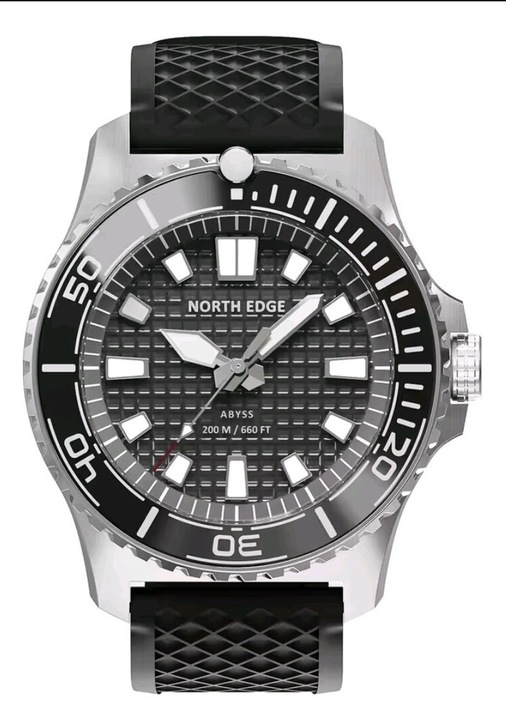 Соларен часовник NORTH EDGE ABYSS Diver, керамичен безел, стомана 316L, 200M