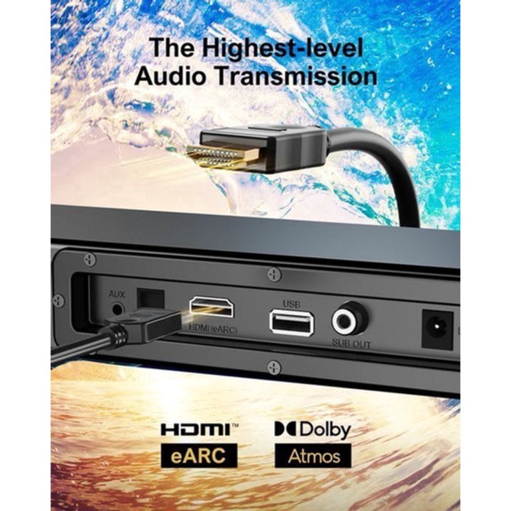 Soundbar Corenia QRE-2075235 2.1, 190W, Dolby Atmos, HDMI eARC, 45 Hz–20 kHz, 87 dB, negru
