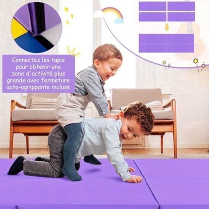 Saltea gimnastica Corenia QRE-2075237, spuma groasa, pliabila cu manere, imitatie de piele, violet