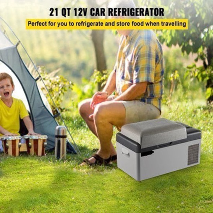 Frigider auto portabil compresor Corenia QRE-2077642, 12/24V DC si 110-240V AC, 50 L, gri