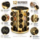 Suport Condimente, 12 Recipiente din Sticla, Rotativ, Inox, Auriu si Negru