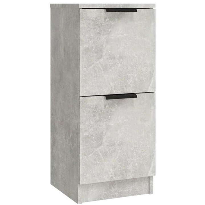Set de 3 comode Corenia QRE-2078492, din lemn masiv prelucrat, finisaj gri beton, freestanding