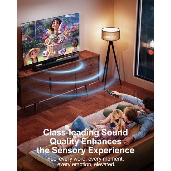 Soundbar Corenia QRE-2081938 2-in-1 cu 3D surround, Bluetooth 5.3, AUX, include cabluri difuzor, negru