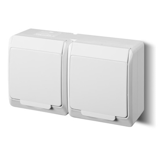 Priza dubla cu capac 0322-02, Electro-Plast, Alba