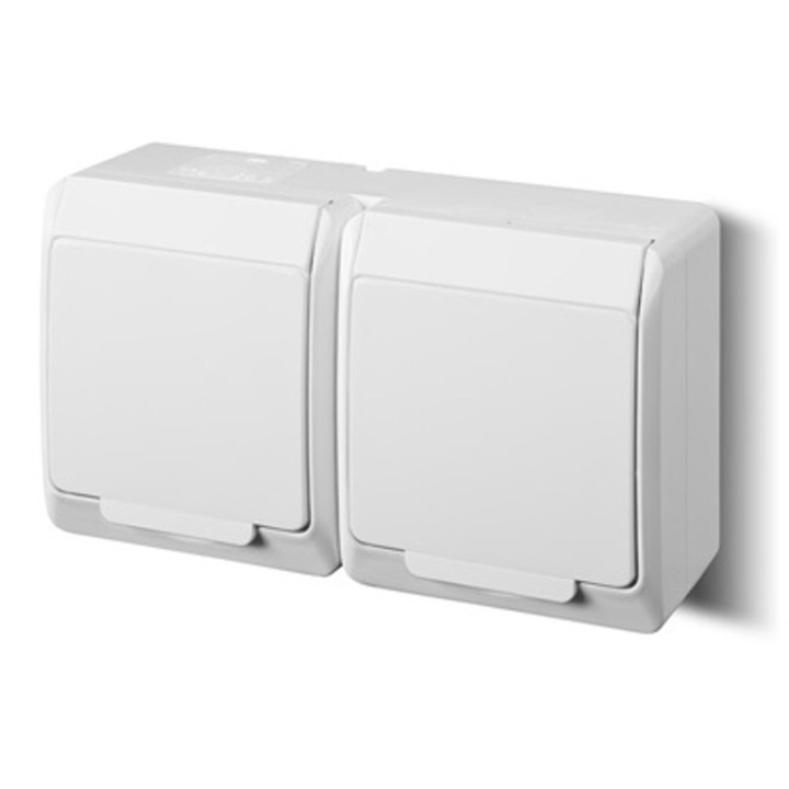 Dupla aljzat fedéllel 0322-02, Electro-Plast, Fehér