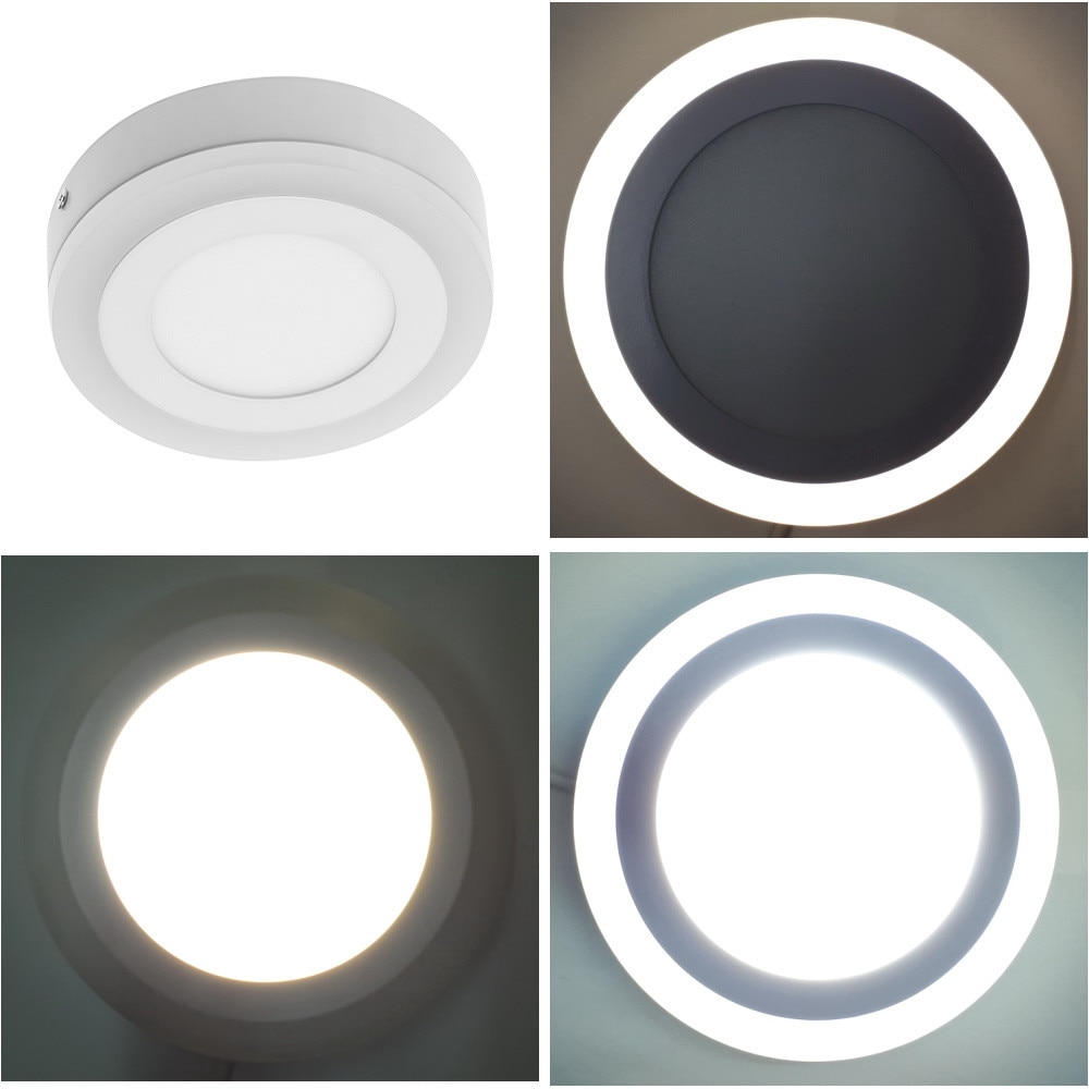 Spot LED TWINS (aplicat) 9W (6W+3W) AC110-240V, 640lm, IP20, unghi 120°, 3000K, 3 moduri de iluminare