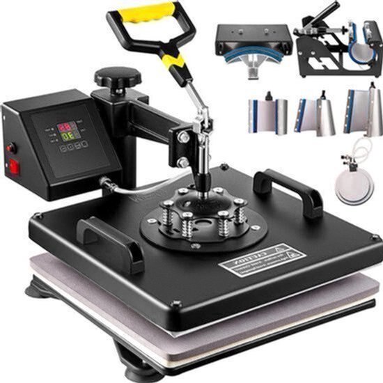 Presa termica 8-in-1 Corenia QRE-4523900, 15x15 inch (38x38 cm) 1250W, brat rotativ 360°, control LED digital, negru