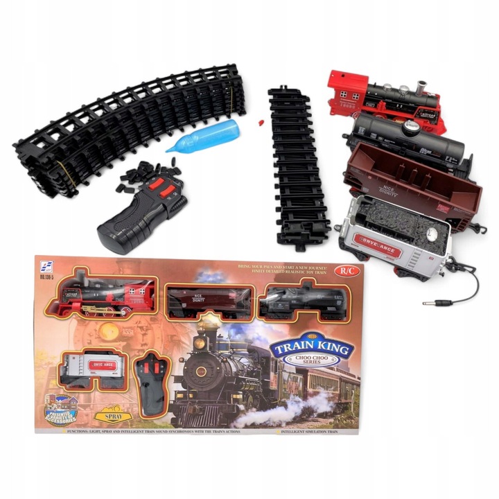 Електрически влак с дим, светлини, звуци и аксесоари - Pegaz Toys - Колички