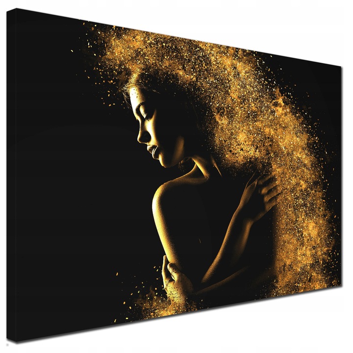 Tablou Modern Aurit Femeie Panza Canvas 120x80 cm