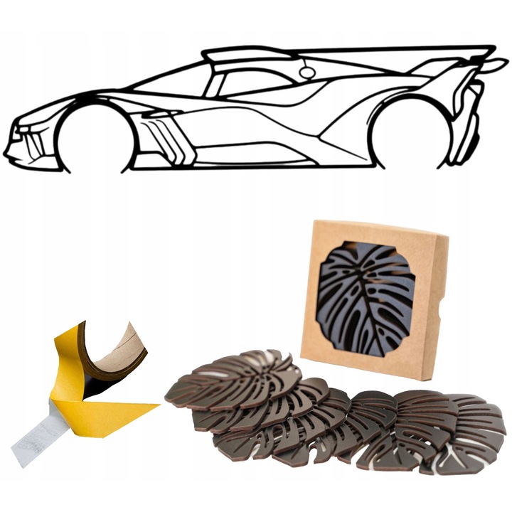 Tablou 3D Bugatti Bolide Supersamochód 63cm, Decoratiune Perete MDF