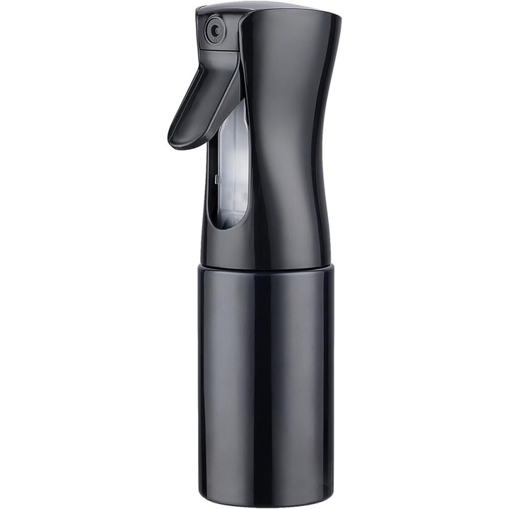 Pulverizator cu spray fin 0,3 mm, reincarcabil, pulverizare continua 3s, 360° fara scurgeri, plastic ergonomic, negru