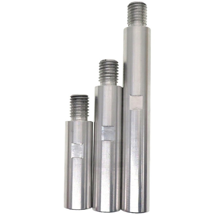 Adaptor extensie M14 pentru polizor unghiular LR-20260824-30308, set 3 buc, inox, lungimi 75/100/140 mm, filet M14 femela-mascul, argintiu