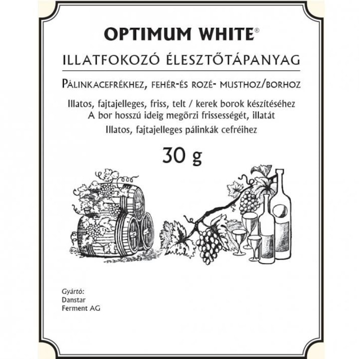 Optimum White 30 G - Illatfokozó Élesztő Tápanyag Pálinkacefrékhez, Borhoz, Fehér És Rozé Musthoz
