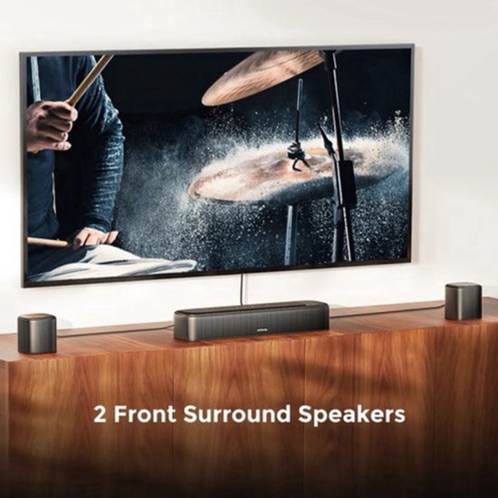 Soundbar Corenia QRE-4325659 7.1 Dolby Atmos 350W cu subwoofer si 4 boxe surround, Bluetooth 5.3, HDMI eARC, AUX/optical/USB, negru