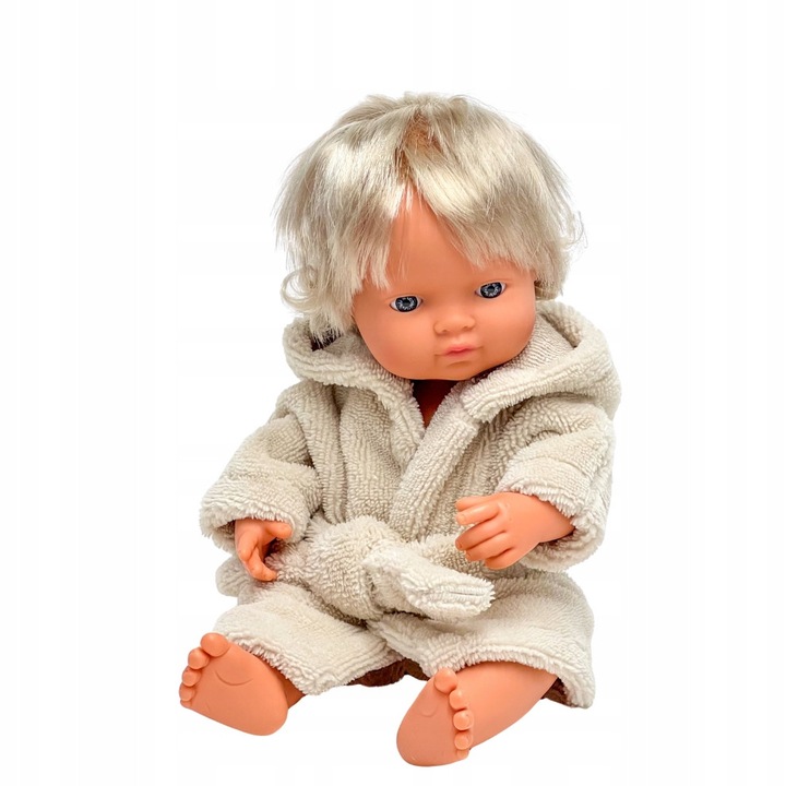 Halat Frotte Bej pentru Papusi Miniland 38cm, Minikane 34cm - Accesorii Papusi