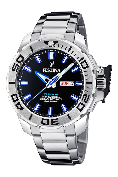 Festina, Часовник от неръждаема стомана с дата, Сребрист