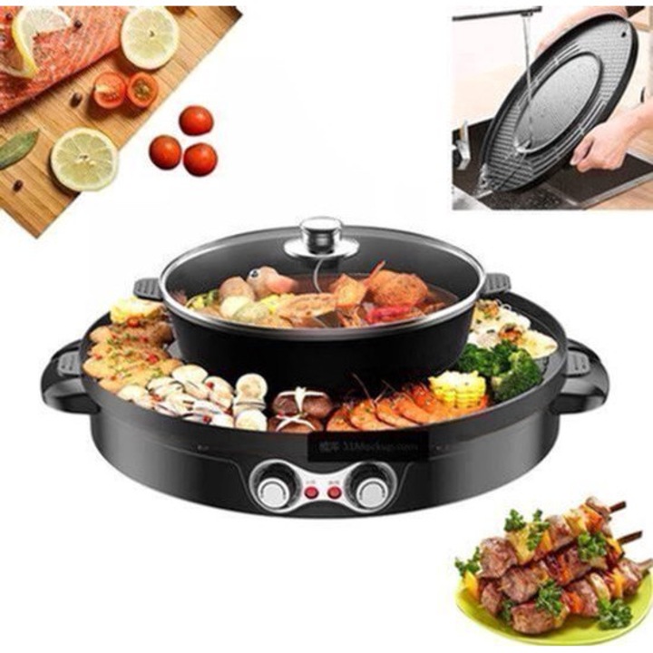 Multicooker Philips, 0.85 L, 8 funcții, antiaderent, Negru/Argintiu