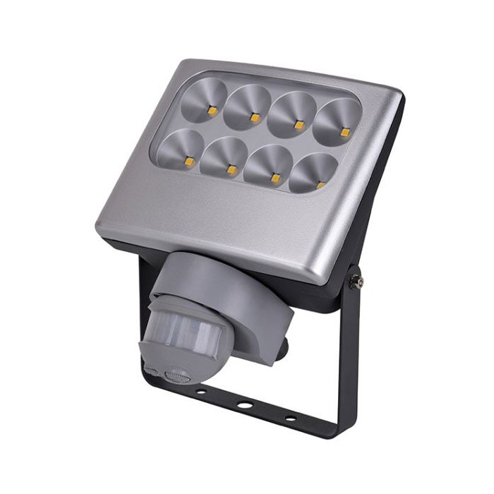 Proiector exterior cu senzor, Lutec Negara 6170S-PIR. silver, LED 10W, 4000K, IP54
