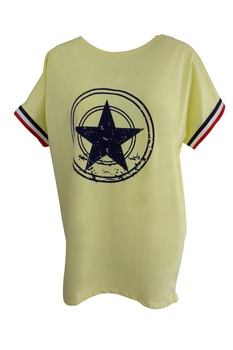 Bluza dama - galben cu stea pe piept si banda tricolor la maneca - L-XL Bluza dama - galben cu stea pe piept si banda tricolor la maneca - L-XL
