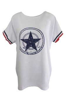 Bluza dama - alb cu stea pe piept si banda tricolor la maneca - L-XL Bluza dama - alb cu stea pe piept si banda tricolor la maneca - L-XL