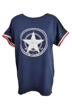 Bluza dama - albastru inchis cu stea pe piept si banda tricolor la maneca - L-XL Bluza dama - albastru inchis cu stea pe piept si banda tricolor la maneca - L-XL