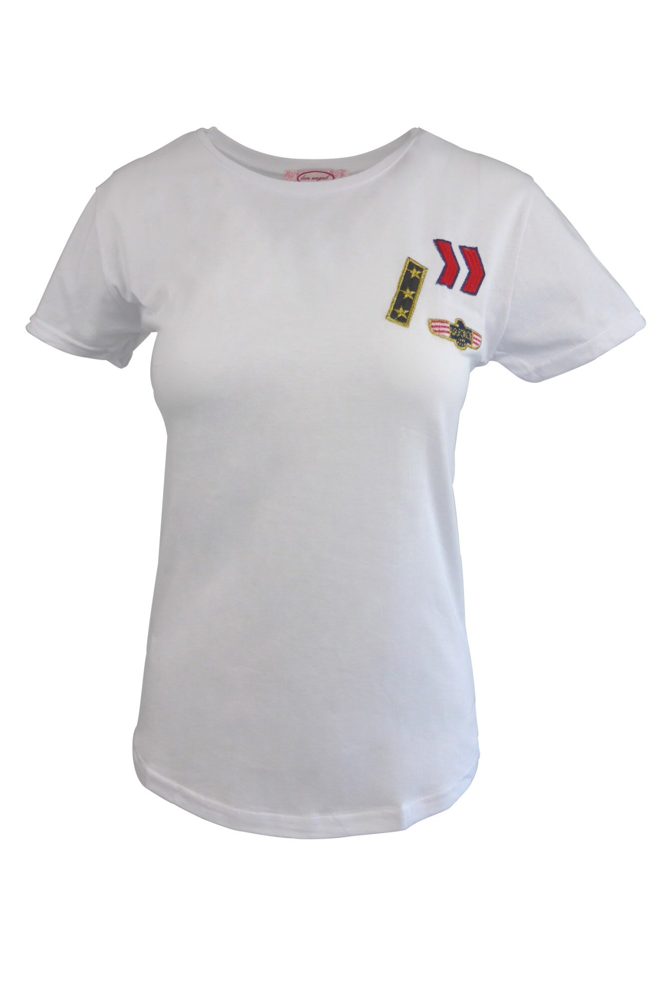 Tricou - UNIVERS FASHION - alb cu logo militar pe piept - XL