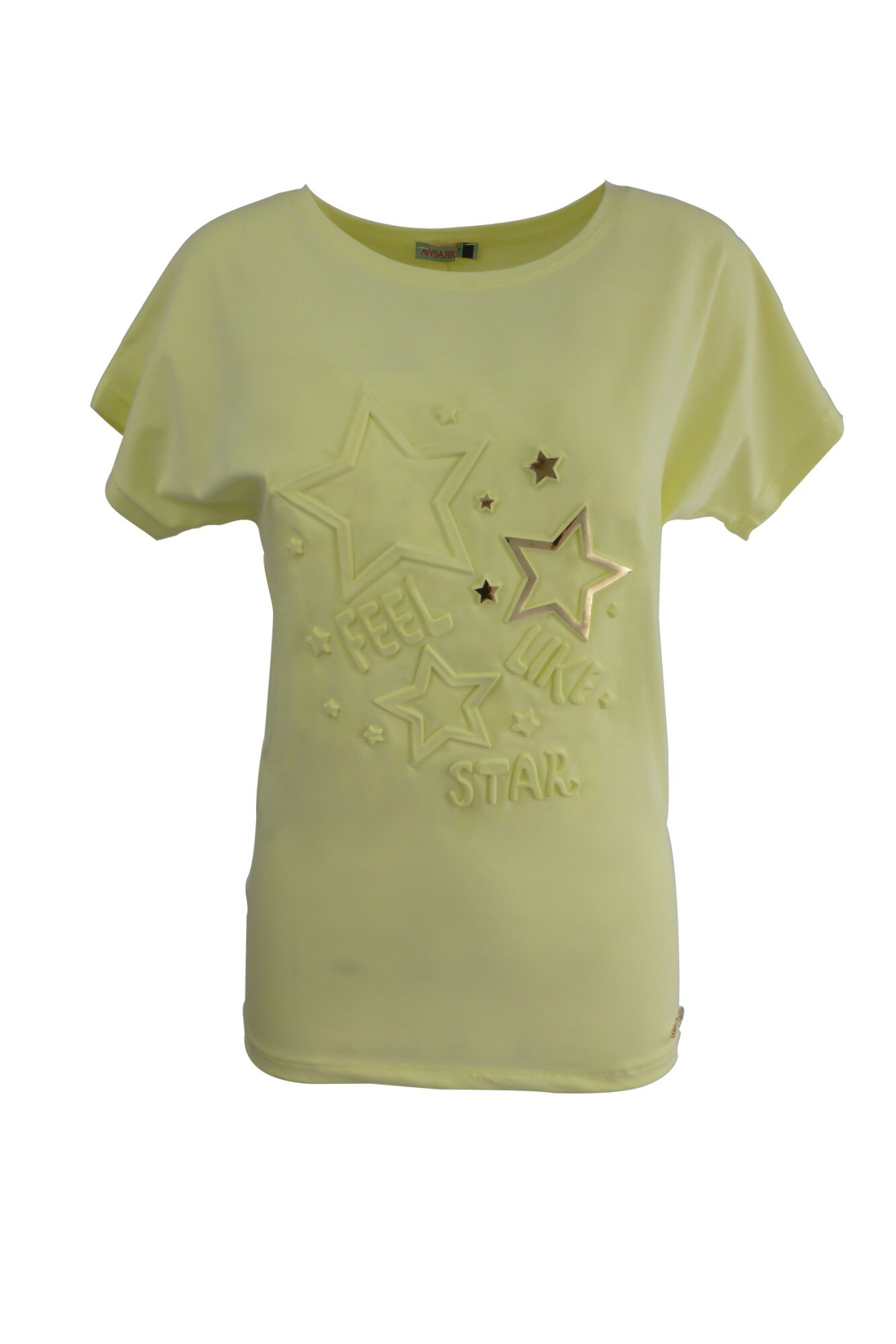 Tricou - UNIVERS FASHION - galben cu efect 3D 