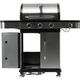 Grill pe gaz Corenia QRE-2108827, 3+1 arzatoare, inox, 11,2 kW, arzator lateral, dulap cu roti, termometru, argintiu/negru