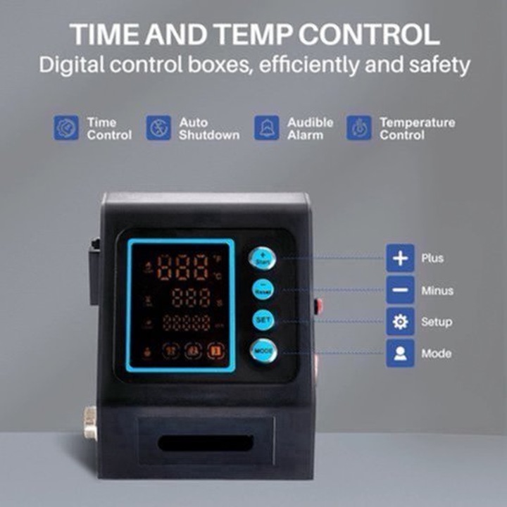 Presa termica multifunctionala Corenia QRE-2108515 8-in-1, placa 30x38 cm (12x15 in), incalzire dubla cu tuburi, afisaj digital dublu, 360° rotativ, 1200W, Teflon, negru