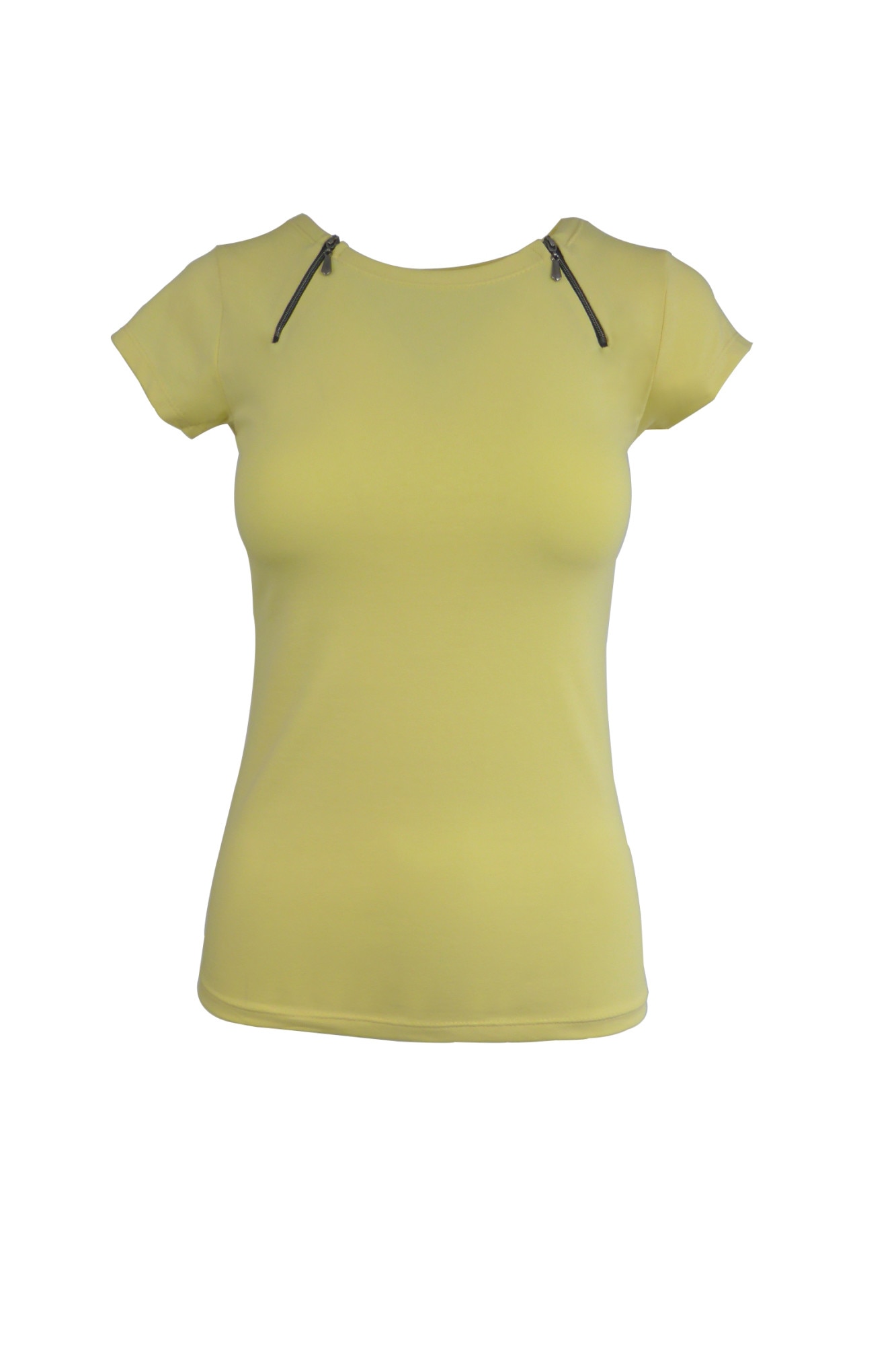 Tricou - UNIVERS FASHION - galben cu 2 fermoare in fata - S