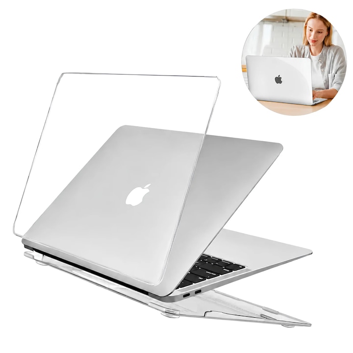 Husa laptop compatibil cu MacBook Air 13.3 VarioShop®, protectie policarbonat, antizgariere, picioare antiderapante, transparenta