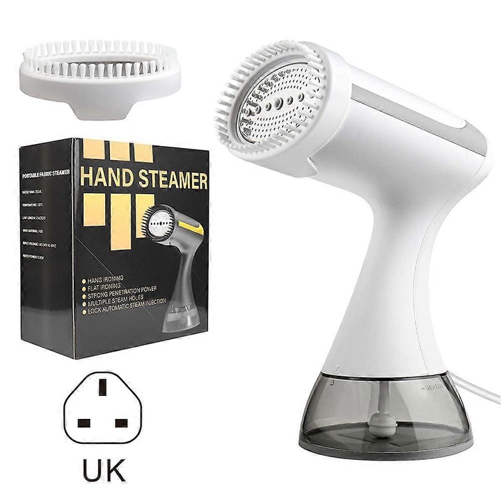 Aburitor vertical pentru haine FU-K0276, 1500W, rezervor 350 ml, 2-in-1 cu perie, 220-230V (priza UK), Alb
