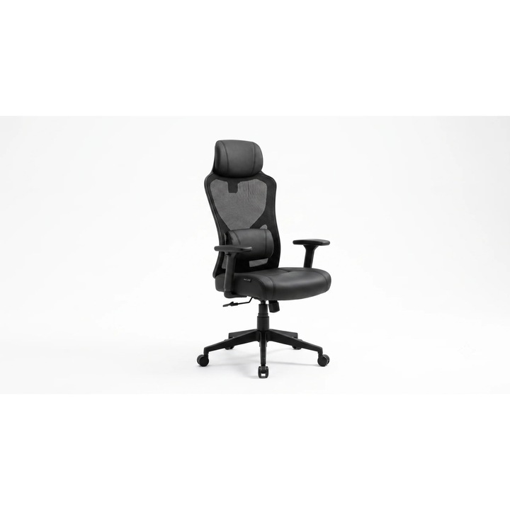 Геймърски/офис стол Inny производител JS392 (NES-DJY-JS392-250805), ергономична мрежеста облегалка с лумбална опора и облегалка за глава, регулируем на височина, въртящ се, безшумни колела, черен