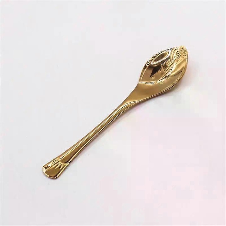 Lingurita de cafea Ocean, inox 304, model peste in stil desen animat, finisaj oglinda, auriu, 1 buc.