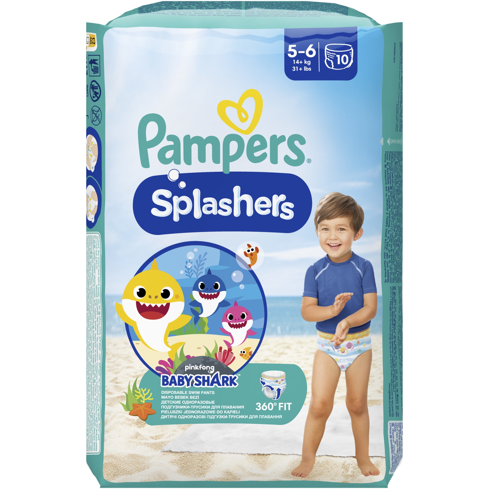 Pampers Splashers Baby Shark Edition Size 3-4, 6kg-11kg, 12 Disposable Swim  Nappy Pants
