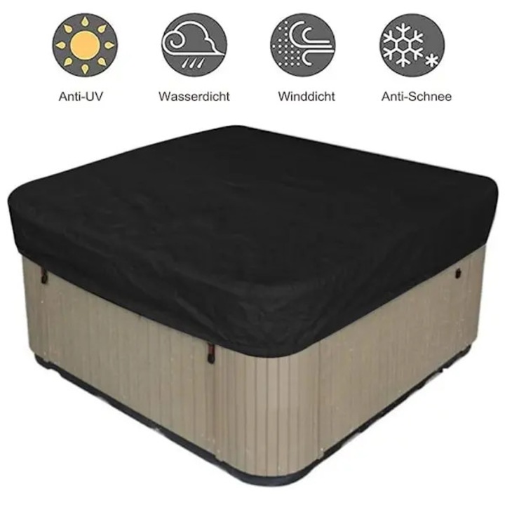 Калъф за квадратно спа ISINI-CJ-K0497-260908-1149, 210D Oxford, UV устойчив, водоустойчив и устойчив на вятър/сняг, черен, 218 x 218 x 30 см