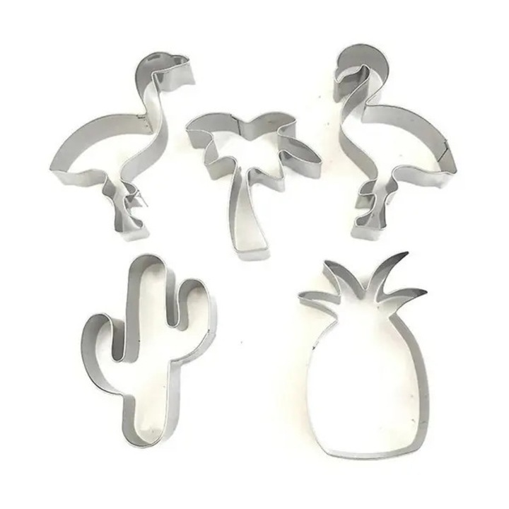 Set de 5 forme pentru tort Flamingo, otel inoxidabil, argintiu, 110g