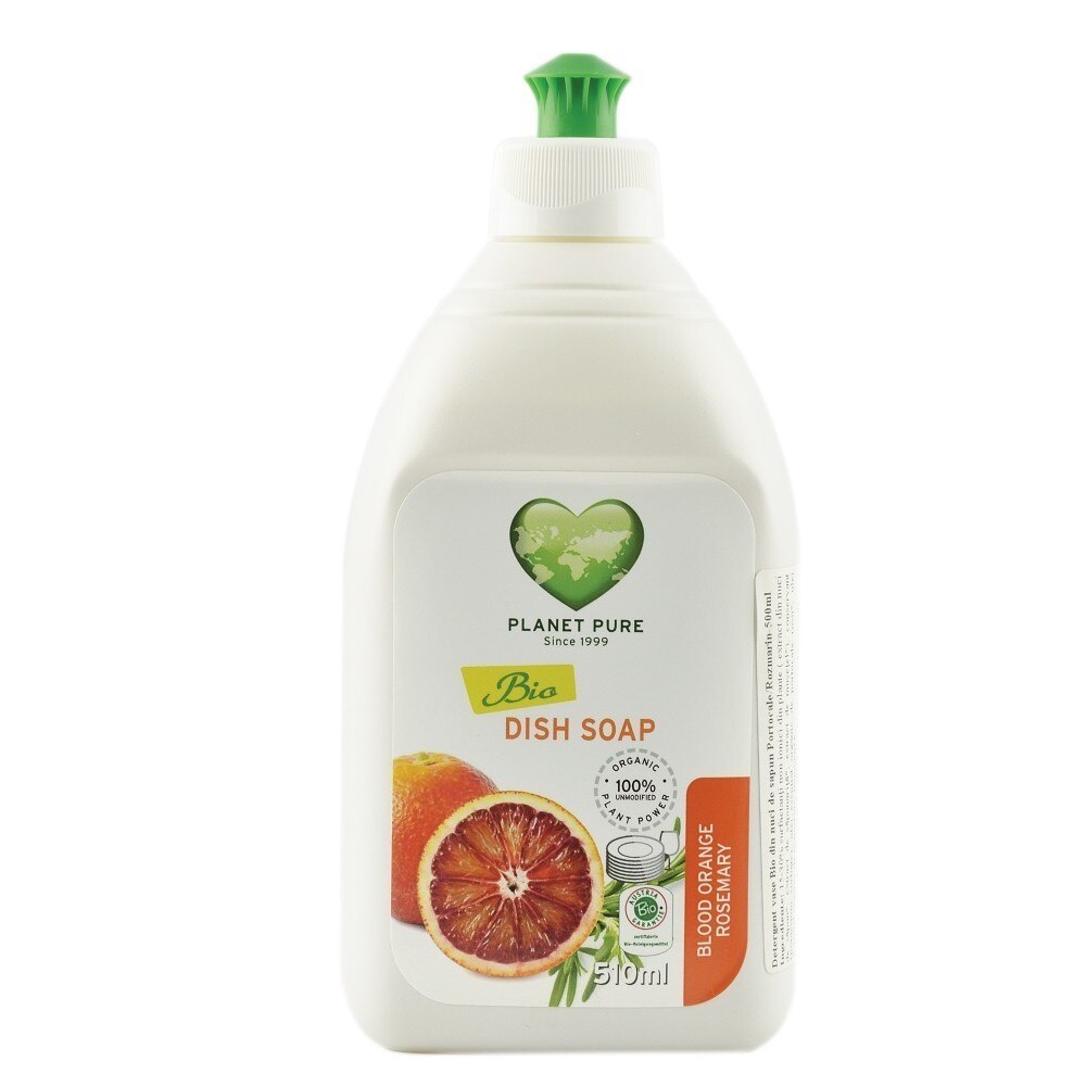 Detergent bio de vase din nuci de sapun blood orange 510ml PLANET PURE
