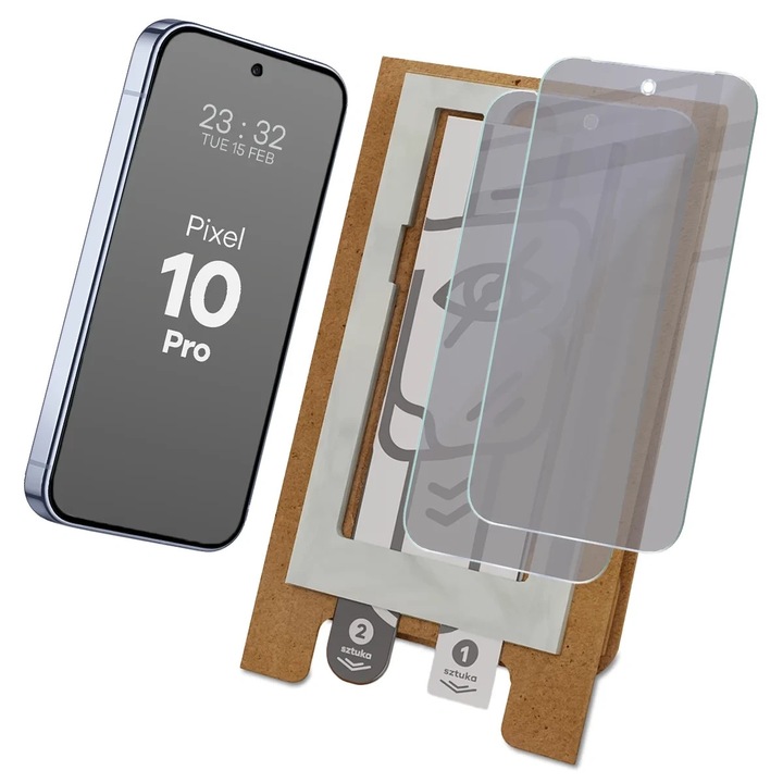 Set 2 folii protectie Bizon Eplikator Hybrid Shadow Privacy compatibile cu Google Pixel 10 Pro, Negru