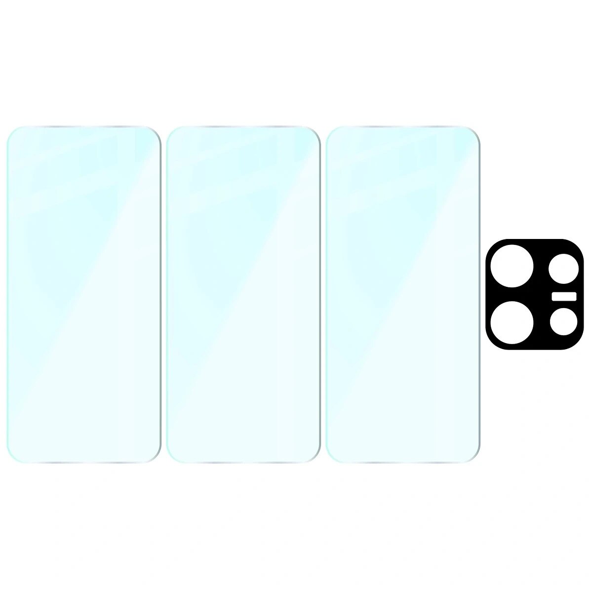 Set protectie 4in1 Bizon Glass Clear Pack, 3 folii sticla ecran + 1 folie sticla camera foto, compatibil cu Oppo Reno 16 F / 16 FS, Transparent