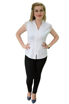 Camasa de vara cu nasturi si dantela, D&J EXclusive, Alb Camasa de vara cu nasturi si dantela, D&J EXclusive, Alb