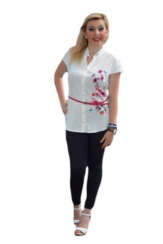 Camasa din material fin cu maneca scurta, D&J Exclusive, Alb