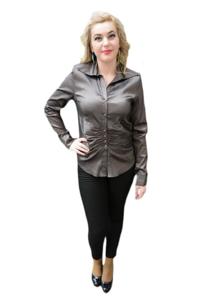 Camasa tinereasca cu design fronsat, D&J Exclusive, Maro