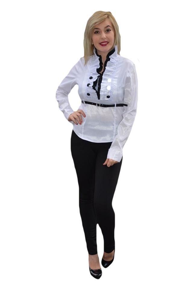 Camasa cu model interesant de nasturi, D&J Exclusive, Alb