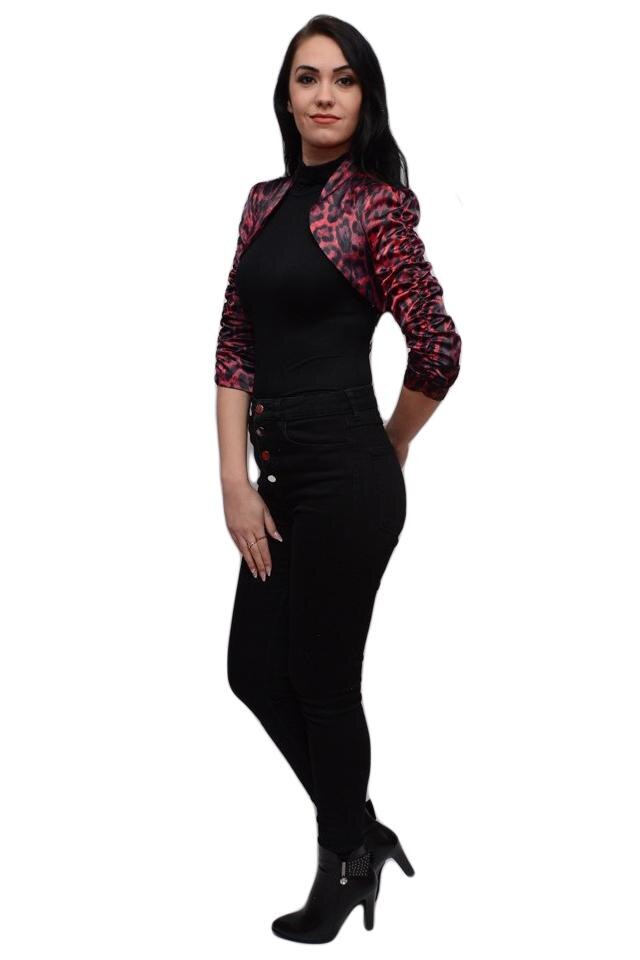 Bolero elegant cu imprimeuri , D&J Exclussive, Negru/Rosu